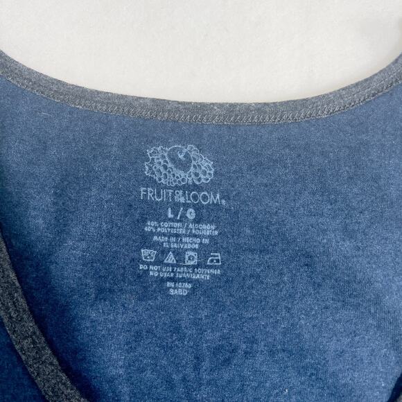 Fruit of the Loom Tank Top Men's L Heathered Navy w/ Gray Contrast Trim - Picture 2 of 6